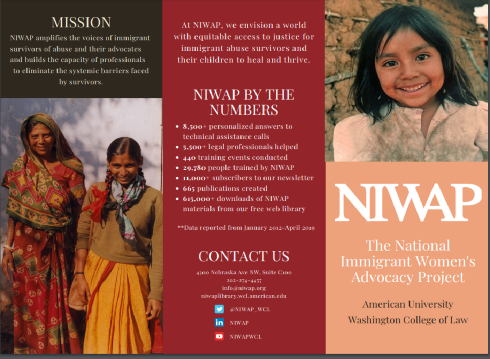 The National Immigrant Women's Advocacy Project (NIWAP) brochure